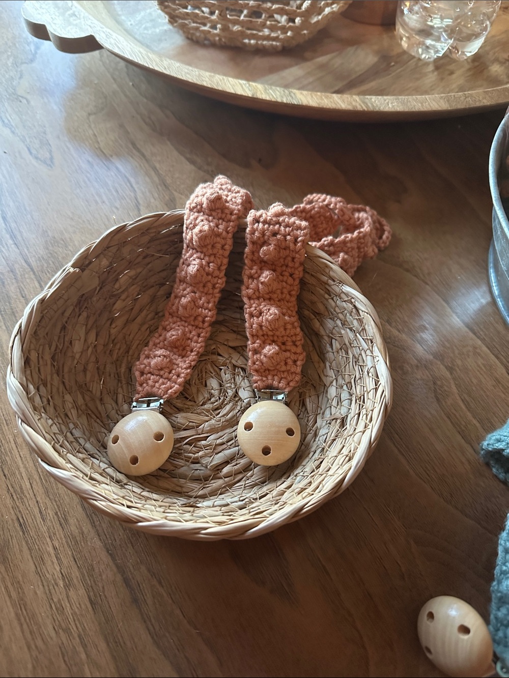 Handmade Terracotta Crochet Pacifier Clip - Kids Accessories! Bundle of 2